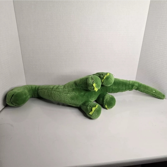 Vintage 1987 World Of Smile Green Dinosaur Plush Stuffed Animal Brachiosaurus - Picture 4 of 5